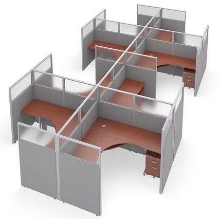Ofm Privacy Station, 154-1/2" D, 63" H, Gray/Cherry, polycarbonate R2X4-6372-PGGC