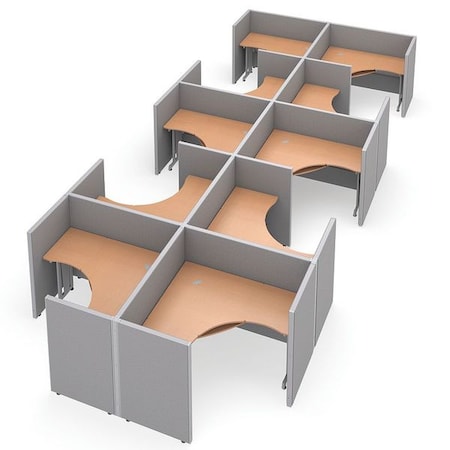 Ofm Privacy Station, 126-1/2" D, 47" H, Gray/Maple, vinyl R2X5-4760-VGGM