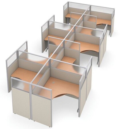 Ofm Privacy Station, 126-1/2" D, 63" H, Beige/Maple, polycarbonate R2X5-6360-PGBM