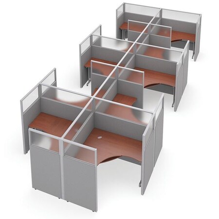 Ofm Privacy Station, 126-1/2" D, 63" H, Gray/Cherry, polycarbonate R2X5-6360-PGGC