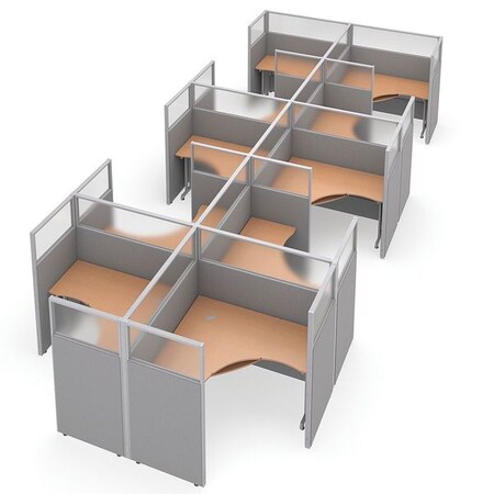 Ofm Privacy Station, 126-1/2" D, 63" H, Gray/Maple, polycarbonate R2X5-6360-PGGM