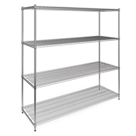 Ofm Wire Shelving Unit, 24"D x 72"W x 72"H, 4 Shelves, Chrome X5R-2472