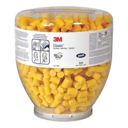 3M E-A-R Classic One Touch Ear Plugs with Dispenser, Foam, Cylinder, 29 dB NRR, Uncorded 3NHK9 45JW40