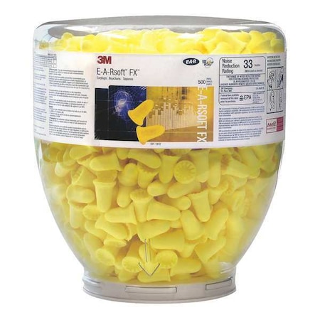 3M E-A-Rsoft FX(TM) Disposable Foam, Ear Plug Dispenser Refill, Bell Shape, Yellow Yellow 391-1012