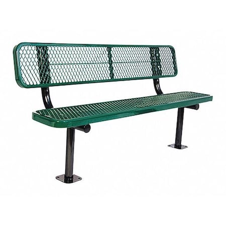 Ultrasite Surface Mount Park Bench W/ Back, Green 940SM-V6-GREEN