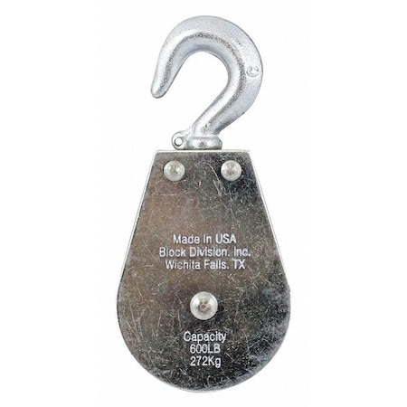 Indusco Block, Cable, 3/16 in Max Cable Size, 600 lb Max Load, Zinc Plated 16900031