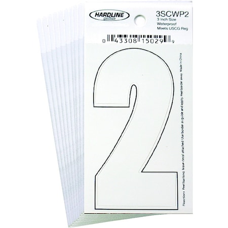 Hardline Products NumberLabel, Vinyl, 3inH, 1-1/4inW, PK10 3SCWP2