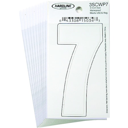 Hardline Products NumberLabel, Vinyl, 3inH, 1-1/4inW, PK10 3SCWP7