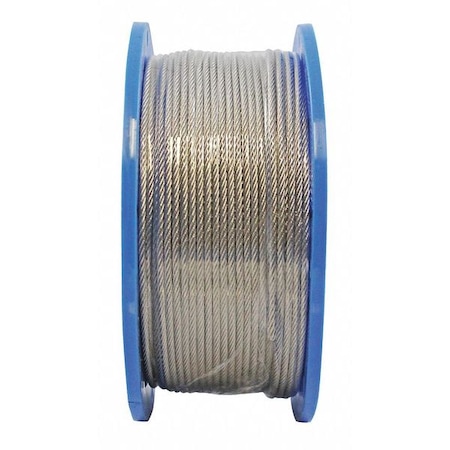 Indusco Cable, 1/8", 7x7", SS x 500ft., T-304 20510492