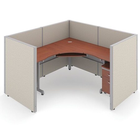 Ofm Privacy Station, 78-1/2" D, 47" H, Beige/Cherry, vinyl R1X1-4772-VGBC