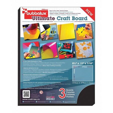 Floortex CraftTex Black Pack of 6 Bubbalux - Letter Size FPBU118BK2