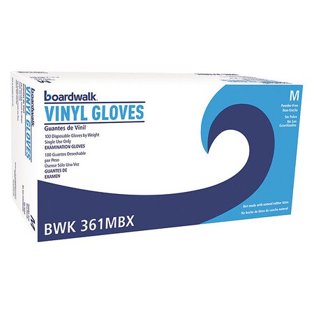 Boardwalk Exam Vinyl Gloves, Clear, Medium, 3, PK1000, 1000 PK BWK361MCT