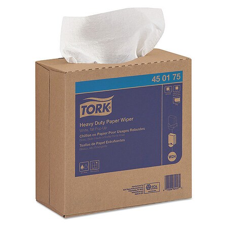 Tork HD Paper Wiper, 1-Ply, White, 16.25x9, PK10 450175