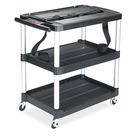 Rubbermaid Commercial MediaMaster Three-Shelf AV Cart, 18-5/8wx FG9T2800BLA