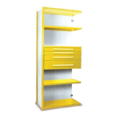 Equipto V-Grip Shelving W/ Drawers, YL, Height: 84" S4252VHA-YL