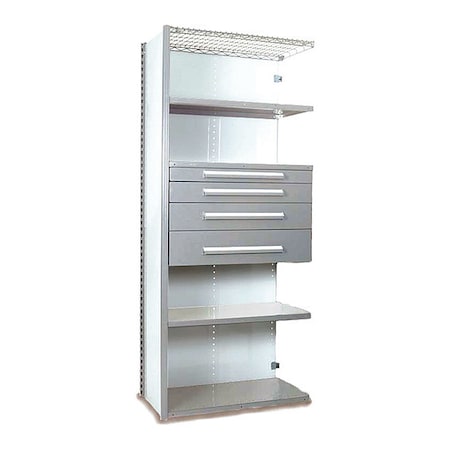Equipto V-Grip Shelving W/ 4Drwrs/5Shlvs 7x2x4, Strtr, (2)3", 4.5", 7.5"Drwrs, LG, Number of Shelves: 5 S4231VNA-LG