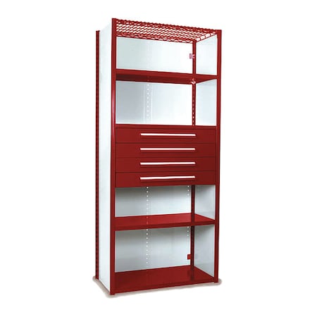 Equipto V-Grip Shelving W/ Drawers, RD, Shelving Type: Starter S4233VNS-RD