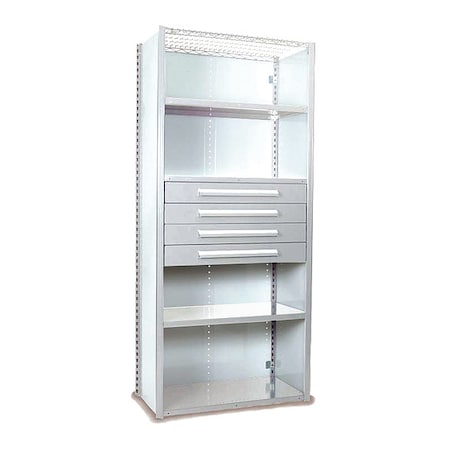 Equipto V-Grip Shelving W/ Drawers, WH, Shelving Type: Starter S4233VNS-WH