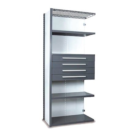 Equipto V-Grip Shelving W/ AddOn Drawers, 7X1.5X3, GY, Shelving Type: Add-On S4223VNA-GY