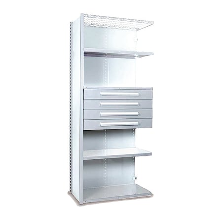 Equipto V-Grip Shelving W/ Drawers, WH, Height: 84" S4253VHA-WH