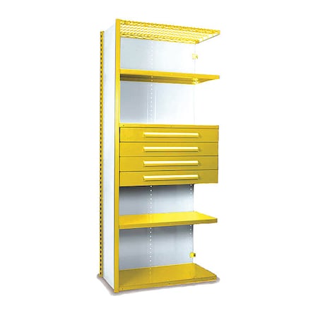 Equipto V-Grip Shelving W/ Drawers, YL, Shelving Type: Add-On S4253VHA-YL