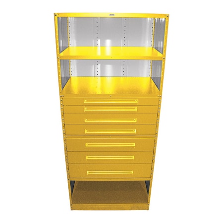 Equipto Iron Grip Clsd Shlv 18"x36"x84" w drw, YL, Shelving Style: Closed S4208DN-YL