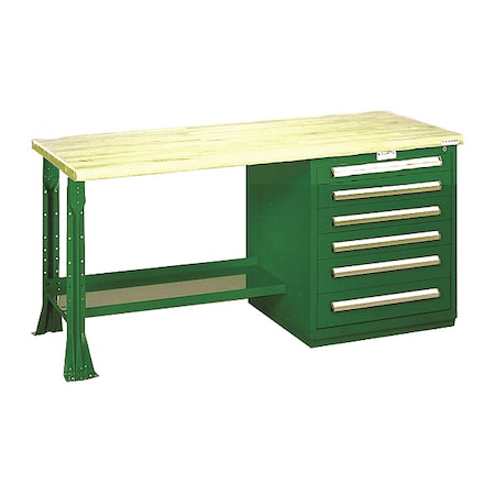 Equipto Modular Drawer Bench-30"Dx6FtWx34"H, GN 2586-6W-GN