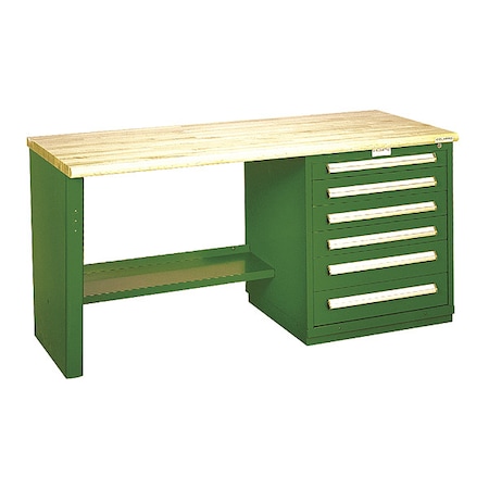 Equipto Modular Drawer Bench-30"Dx6FtWx34"H, GN 2576-6W-GN