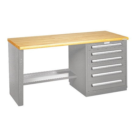 Equipto Modular Drawer Bench-30"Dx6FtWx34"H, LG 2576-6W-LG