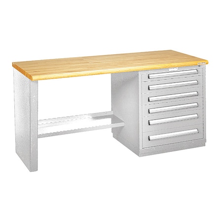 Equipto Modular Drawer Bench-30"Dx6FtWx34"H, WH 2576-6W-WH