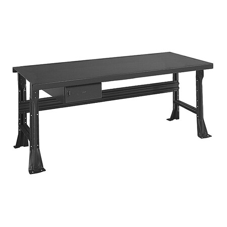 Equipto Open Leg Bench w/ Drawer, BK 2223K5-BK