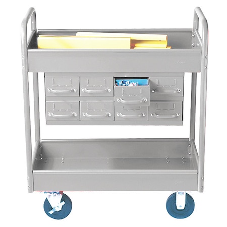 Equipto Stock Cart, 2 Shelfs, 8 Drawers 800lb, LG 150D8-LG