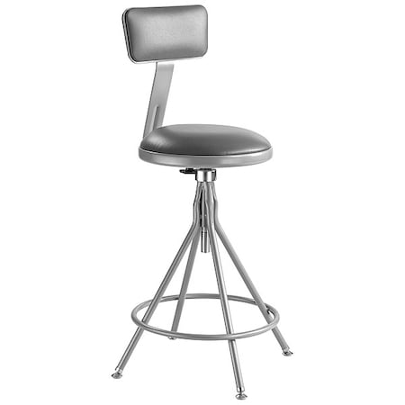 National Public Seating Round Stool with Backrest, Height 24" to 28"Gray 6524HB