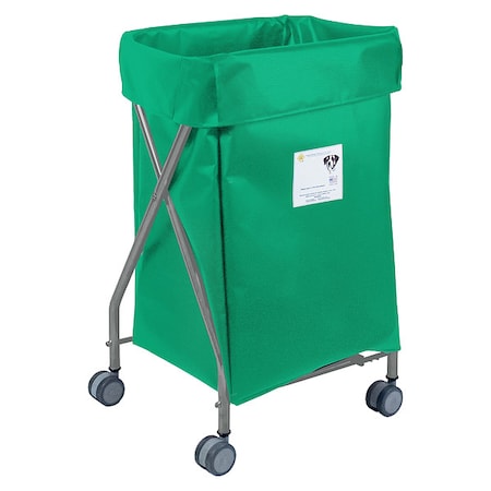 R&B Wire Products Narrow Collapsible Hamper, 5 Bushel Capacity, Green Vinyl 654FG