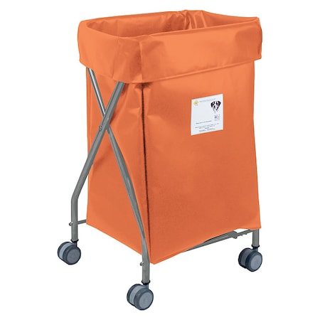 R&B Wire Products Narrow Collapsible Hamper, 5 Bushel Capacity, Orange Vinyl 654O