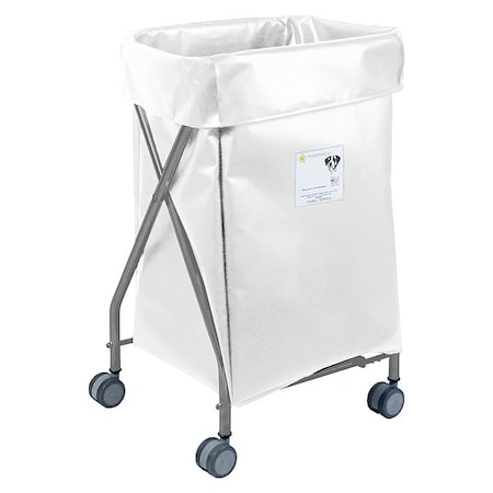 R&B Wire Products Narrow Collapsible Hamper, 5 Bushel Capacity, White Vinyl 654WHT