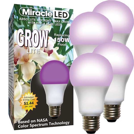Miracle Led LightBulb, RedBlueSpc HydrpncLED, 12W, PK4 602130