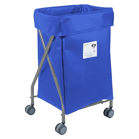 R&B Wire Products Narrow Collapsible Hamper, 5 Bushel Capacity, Blue Vinyl 654B