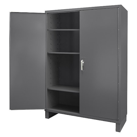 Durham Mfg Cabinet, 60 in wide, 14 gauge, 6 in legs, 3 adjustable shelves SSC-602484-3S-95