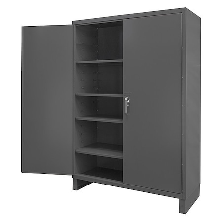 Durham Mfg Cabinet, 60 in wide, 14 gauge, 6 in legs, 4 adjustable shelves SSC-602484-4S-95