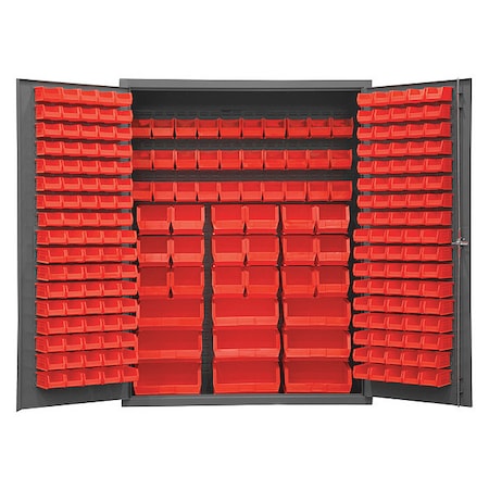 DURHAM MFG Cabinet, 60"W, 14 gauge steel, 227 red bins SSC-227-NL-1795