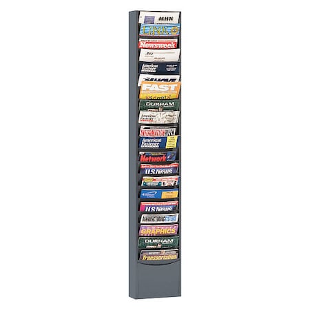 Durham Mfg Pocket Literature Rack, 20 large pockets, gray 411-95