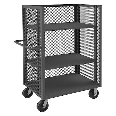 Durham Mfg Mesh Truck, 3-sided, 1 Fixed Shelf And 2, 3000 lb Capacity, 24-3/8" W x 42-1/2" L x 56-7/16" H 3ST-EX2436-2AS-95