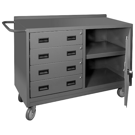 Durham Mfg Mobile bench cabinet, work surface, storage, 1 shelf, 4 drawer 2221-95