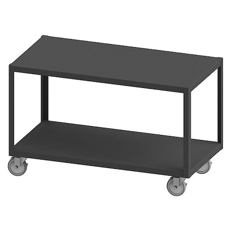 Durham Mfg Mobile High Deck Table, 5" Polyurethane, 2 Shlvs, Lips Dwn, 32X18X30-1/4 HMT12G18325PU295