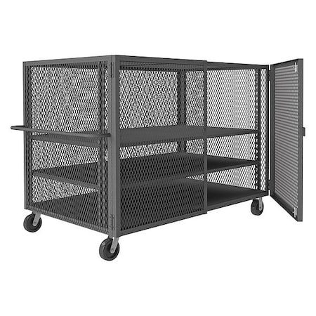 Durham Mfg Security Mesh Truck W/6"x2" Phenolic Ca, 2000 lb Capacity, 46" W x 80-1/2" L x 56-7/16" H HTL-4474-DD-2AS-95