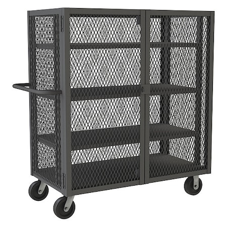 Durham Mfg Security Mesh Truck W/6"x2" Phenolic Ca, 2000 lb Capacity, 26" W x 54-1/2" L x 56-7/16" H HTL-2448-DD-3AS-95