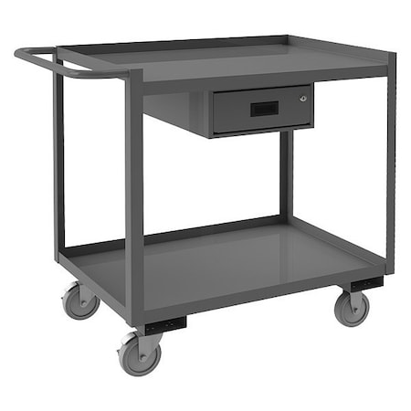 Durham Mfg Stock cart, 2 shelf, 1 locking drawer, worksurface, 1200 lbs capacity RSC-2448-2-1DR-95