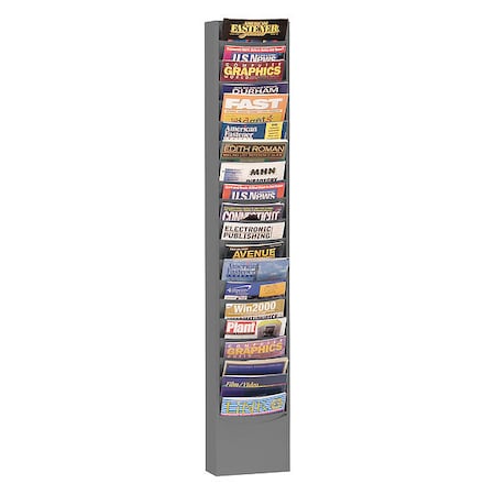 Durham Mfg Vertical Con-tur Literature Rack, 20 pockets, gray 400-95