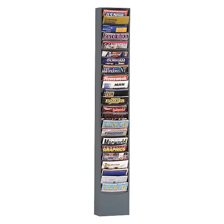 Durham Mfg Vertical Con-tur Literature Rack, 23 pockets, gray 401-95